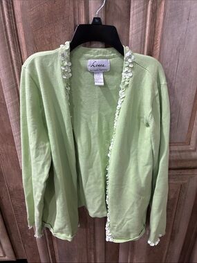 Linea by Louis Dell'Olio Light Green Cardigan with Sequin Trim